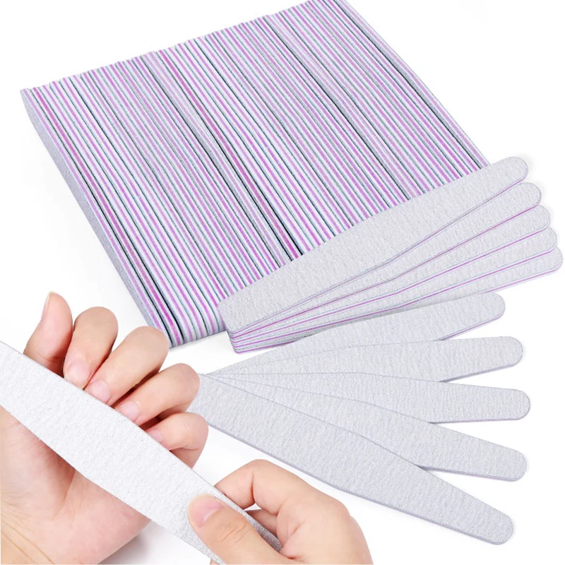 

Professional Nail File 100/180 Double Sided Sandpaper Strong Thick Nail Files Half Moon Sanding UV Gel Polish Manicure Tools