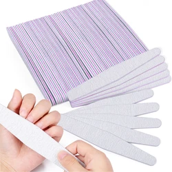 Professional Nail File 100/180 Double Sided Sandpaper Strong Thick Nail Files Half Moon Sanding UV Gel Polish Manicure Tools