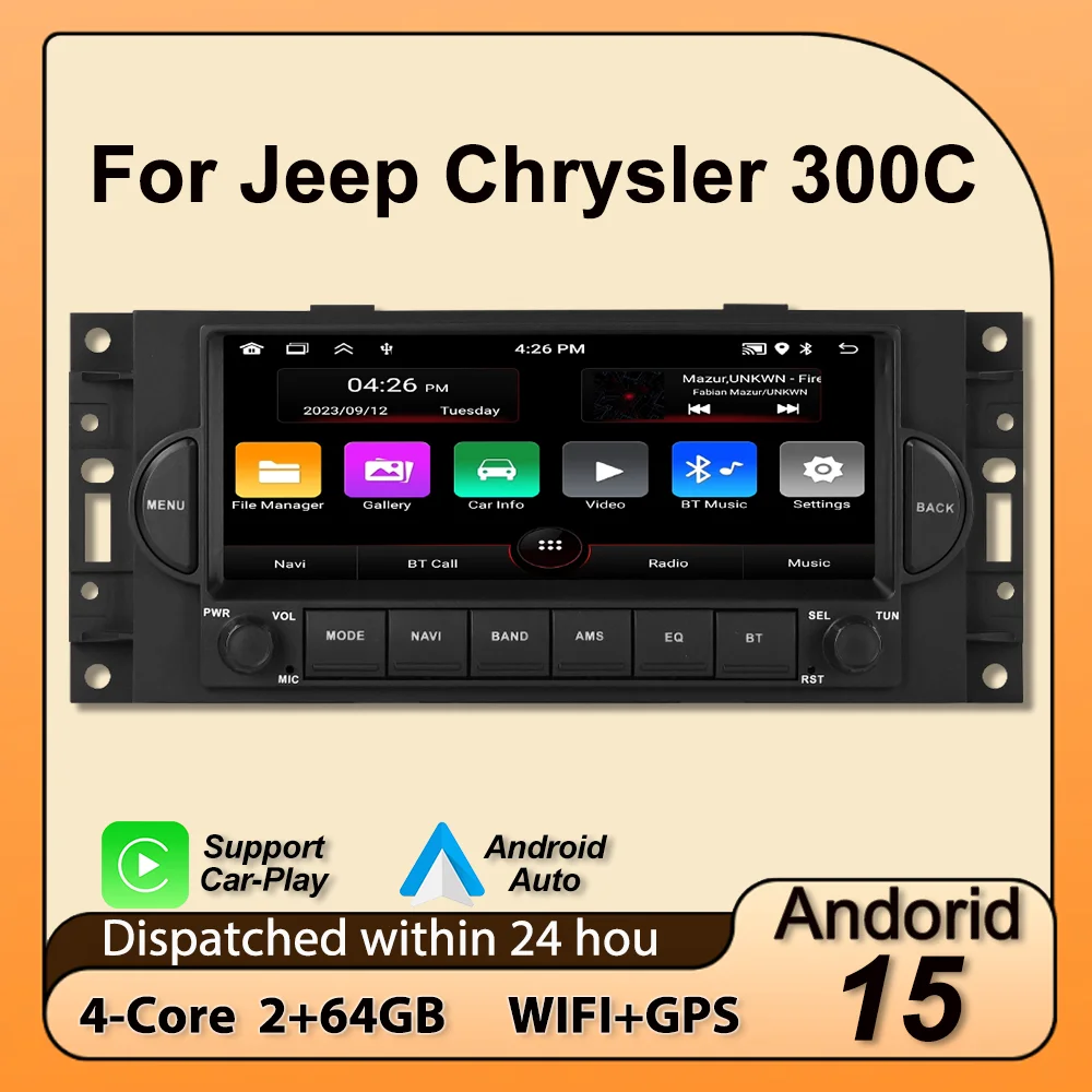Für Jeep Grand Cherokee Commander Wrangler Dodge Patriot Chrysler Journey Android 15 64 GB Autoradio Zentrale Multimedia-Player
