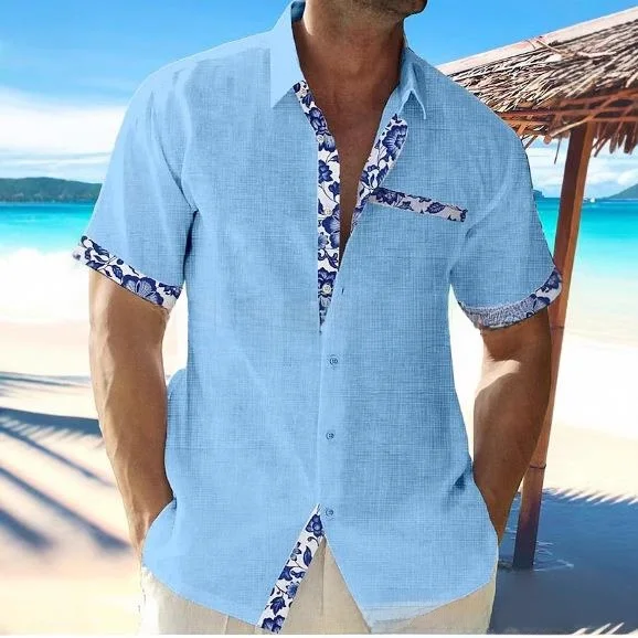 

Beach irt ort Sve Мужской кардиган с манжетами из хлопка и льна Молодежная пляжная одежда Повседневный открытый кардиган с откидным воротником