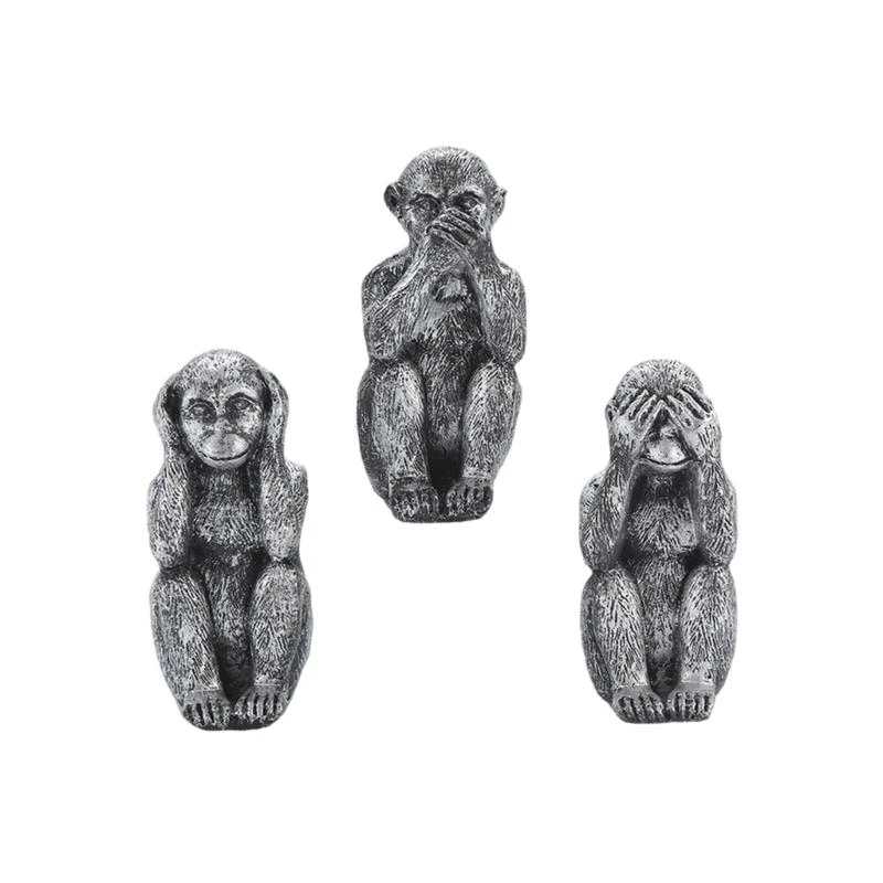 X22D Three Monkeys Sculpture Set See No Hear No Speak No Evil Money Figurines
