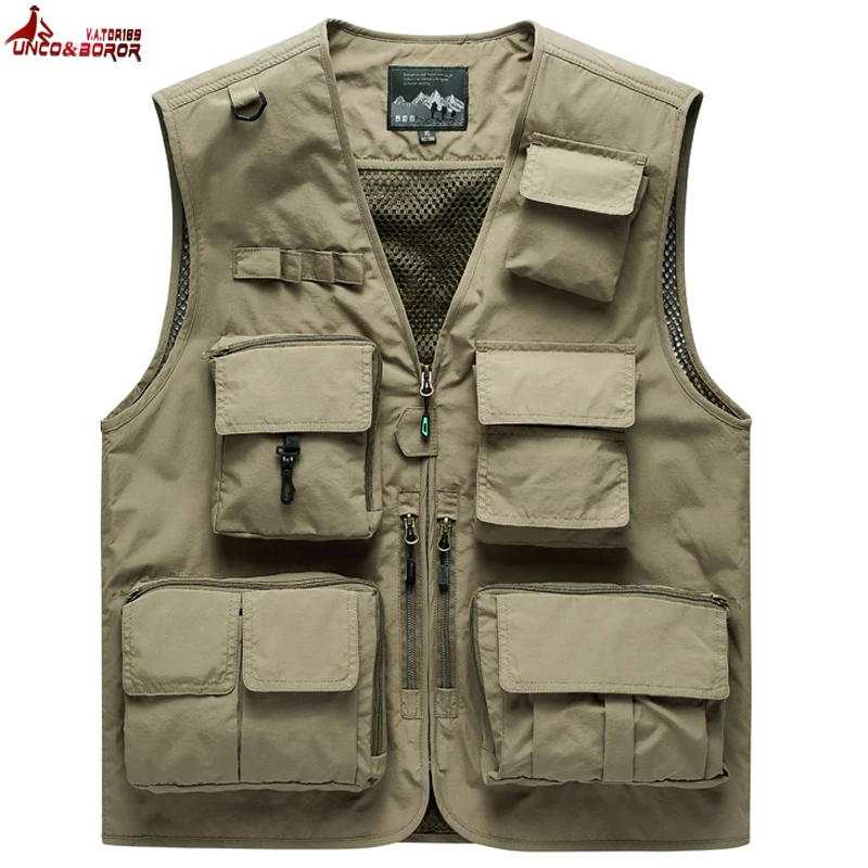 

Waistcoat Vest Jacket Men Multi-Pocket Classic Male Sleeveless Coat Outdoor Photographer Fishing Jackets 6XL 7XL Travel Clothing