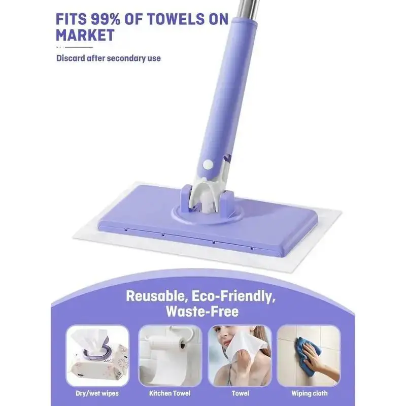 Lazy Cloth Mop, Household Toilet Gap Cleaning Flat Mop, Multifunctional Disposable Face Towel Mop (Excluding Fabric)