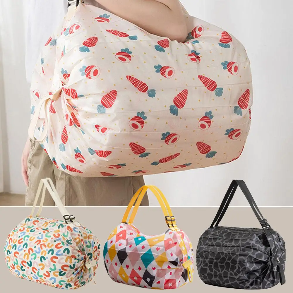 1pcs Portable Big Folding Shopping Bag Eco-friendly Handbag Shoulder Bag Foldable Grocery Reusable Travel Storage One Bag J8w5