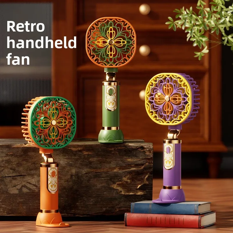 Retro Style Handheld Fan USB Rechargeable Portable Cooler for Home Office Outdoor