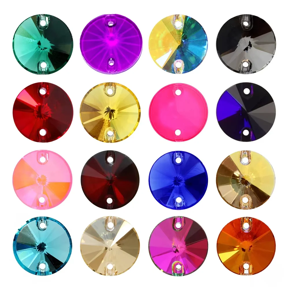 PUBRILEX Rivoli 6A Luxus Strass Neon Aufnähbare Glassteine mit Flacher Rückseite DIY Handwerk Aufnähbare Kristallsteine für Kleidung