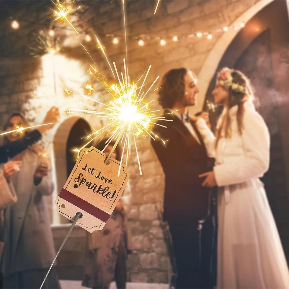 50/100pcs Wedding Fireworks Card Kraft Paper Gift Packaging Tags Sparkler Hanging Label Birthday Party Christmas Wedding Decor