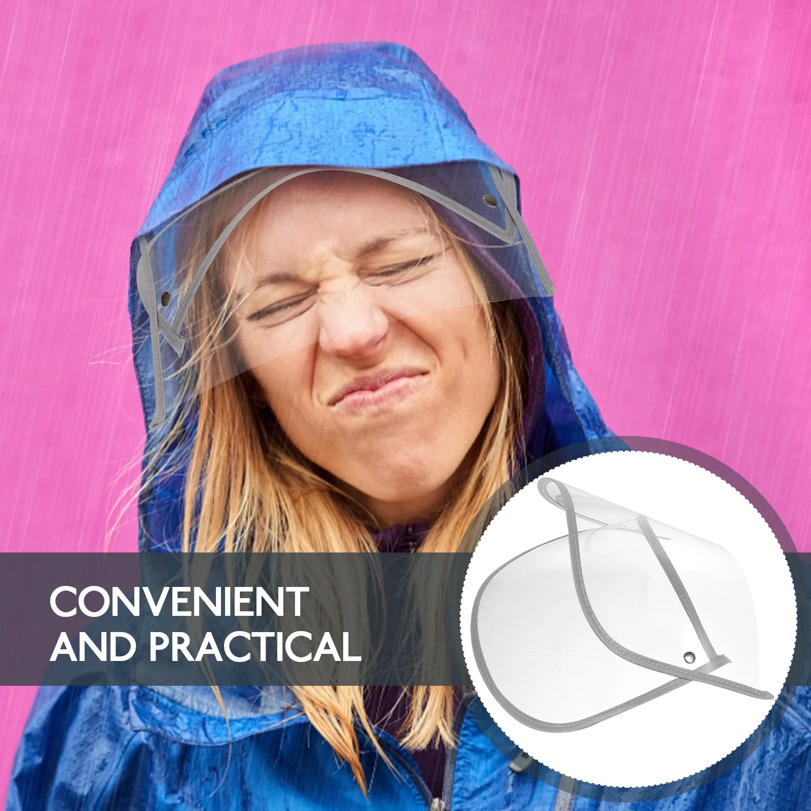 

1pcs Raincoat Hat Brim Transparent Face Protector For Rain Poncho Hood Clear Cap Brim Replacement Accessory Raincoat Supply