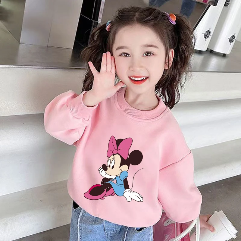 Disney Mickey Minnie Sweater Winter Warm Top Spring Autumn Print Sweatshirt Long Sleeve Girl Boy Baby Pullover Outerwear Clothes