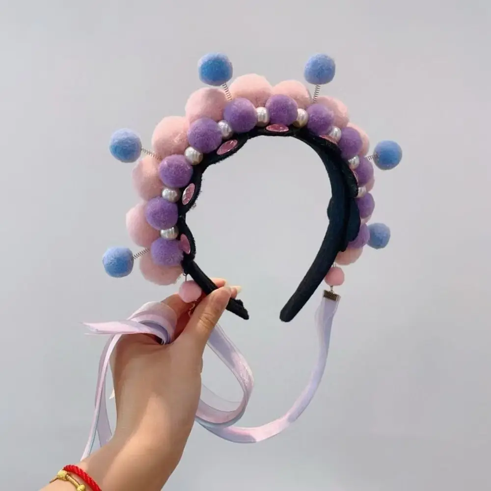 

Tassel Beijing Opera Headband Tang Suit Hair Hoop Chinese New Year Headwear Girl Hair Accessories Pearl Hanfu Headwear Children