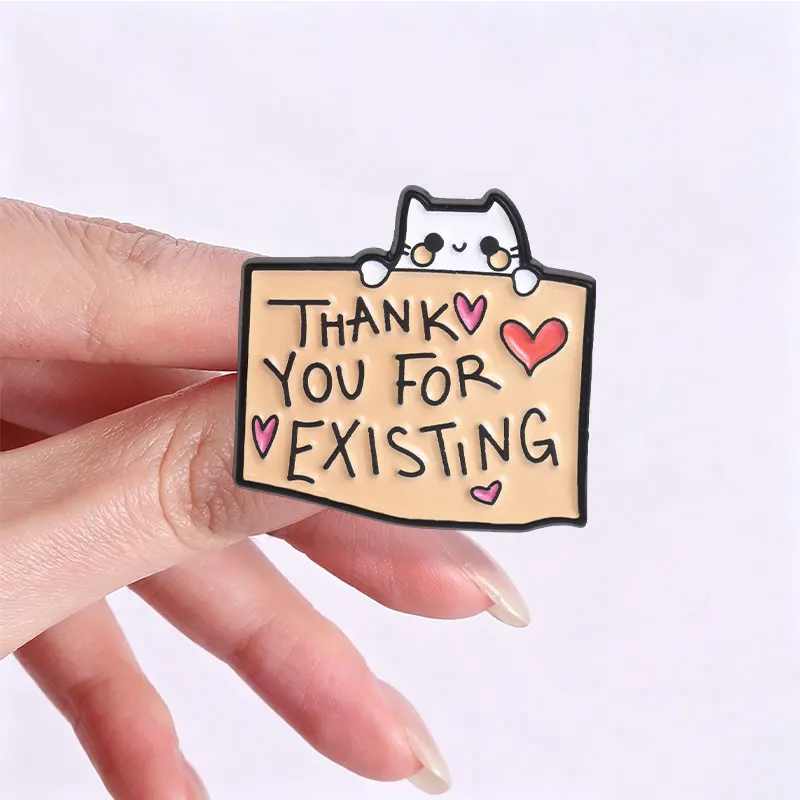 Thank You For Existing Healing Animal Enamel Pins Bear Brooches Mental Health Awareness Gifts For Friends