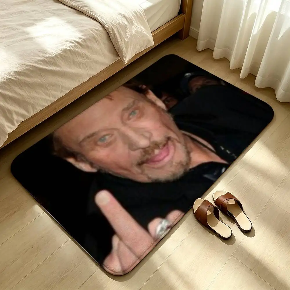 J-Johnny H-Hallyday Singer Shower Room Absorbent Small Floor Mat Soft Comfortable Decorative Foot Mat