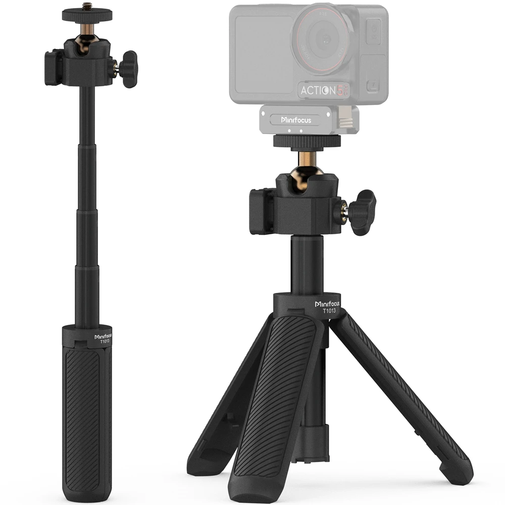 Mini ausziehbarer Desktop-Stativgriff mit flexiblem Kugelkopf, 1/4 Zoll Schraube, verlängerte Halterung für Telefon, Selfie, Vlog-Kamera