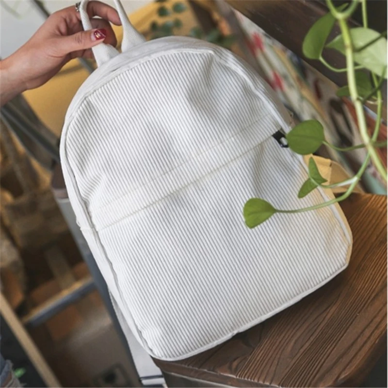 High-capacity Backpack Women Men Students Schoolbag Corduroy Ins Fashion Autumn Winter Traveling Shopping Portable White Black