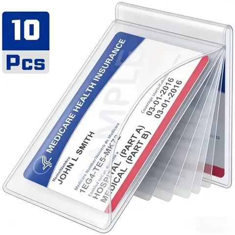 10PCS Soft Clear PVC Waterproof Card Protector Sleeves for Multiple Card Types – Ideal for Storing SSN Cards, New Medicare Cards