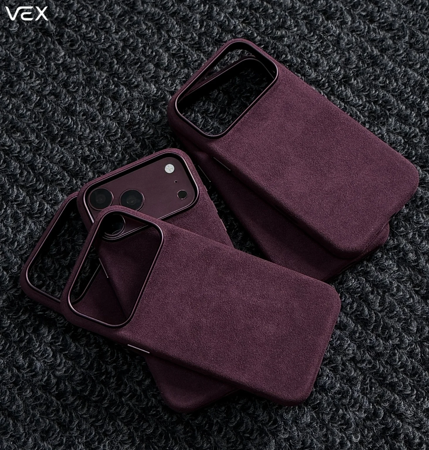 Burgundy for ALCANTARA Magnetic Case For iPhone 18 17 Pro Max With MagSafe Dark Cherry Leather Cover Camera Button Protect Cases
