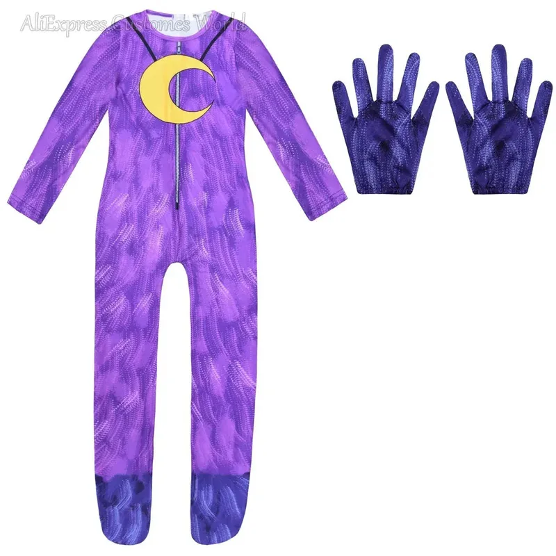 Aminal Purple Cat Jumpsuit Mask Halloween Catnap Elephant Bear Bodysuit For Boys Girls Smiling Critters Cosplay Costume Costume