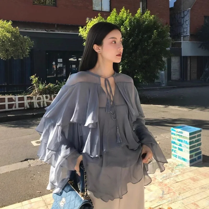 

2025 Autumn New Cake Top Mulberry Silk Ruffled Soft Skin-Friendly Skirt