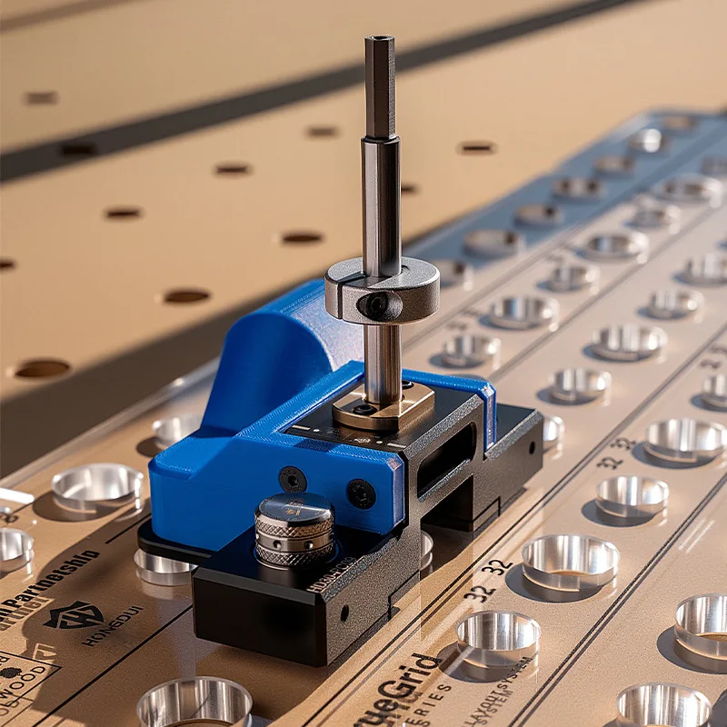 Desktop Woodworking 20mm Drilling Positioning Jig, Super Dog Hole Table System HD30-PC09 for DIY Woodworking