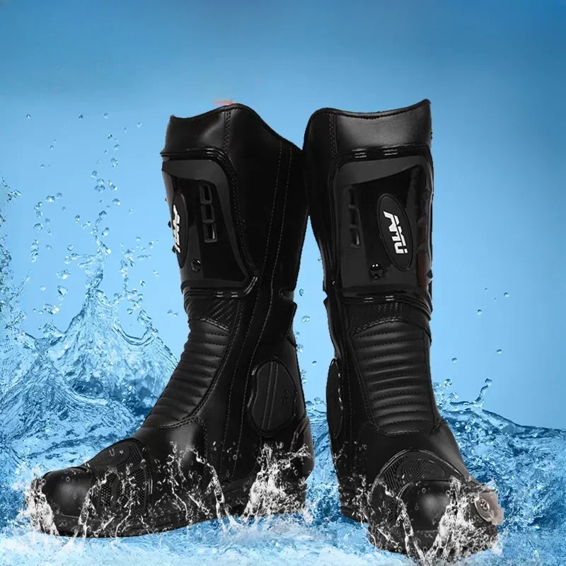 

AMU Motorcycle Boots Men's Motorcycle Racing Non-slip Waterproof Breathable Long Boots Rider Gear for Four Seasons