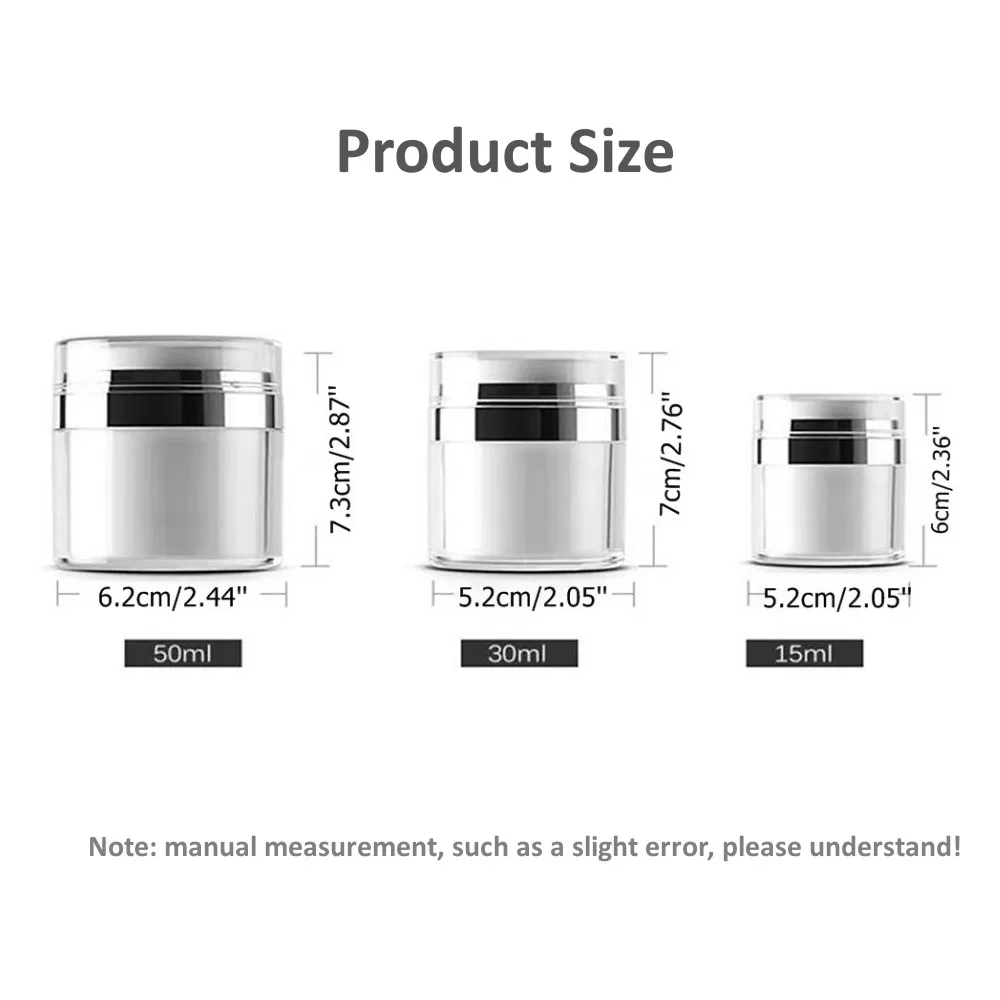 15/30/50ml Airless Pump Jars Empty Refillable Cream Cans Press Vacuum Bottle Face Cream Gels Lotion Cosmetic Container Dispenser images - 6