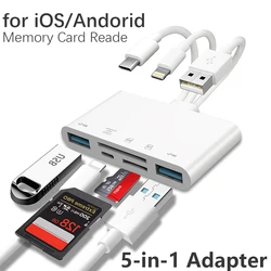 5 In 1 SD Card Reader USB HUB For iPhone iPad MacBook USB 3.0 Type C to SD TF Card Memory Reader Flash Drive OTG Adapter