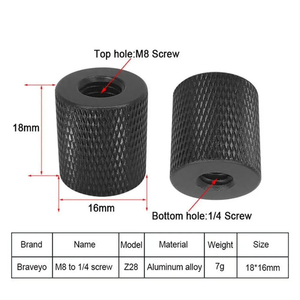 1/4 Naar M4/M5/M6/M8/M10 Camera Schroef Ballhead Adapter Vrouwelijke Naar Vrouwelijke Statief Conversieschroef Zwarte Dubbele Moer