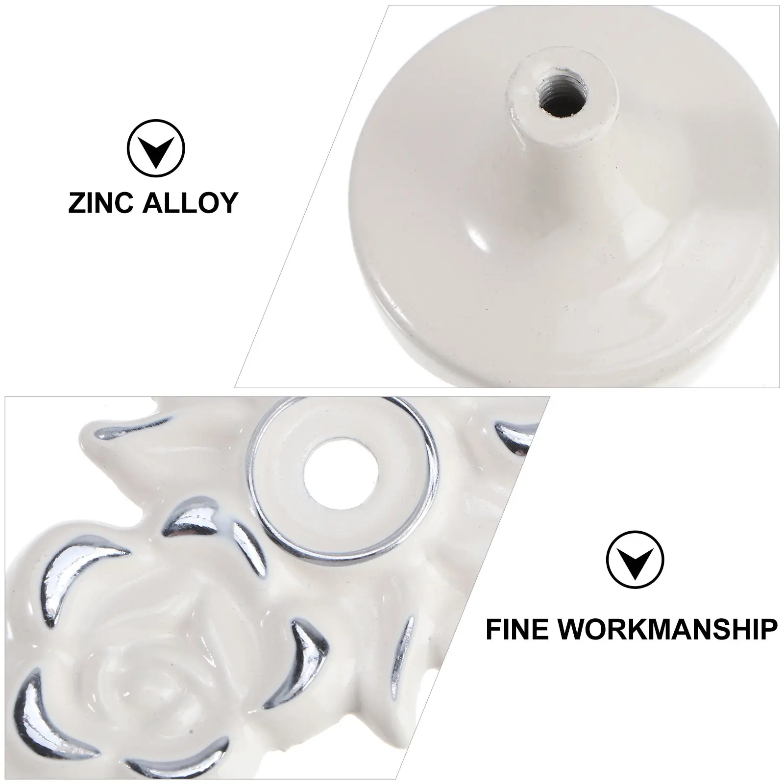 

2pcs Rose Shape Drawer Handle European Style White Durable Cabinet Pull Handle Home Furniture Knobs For Wardrobe Cupboard