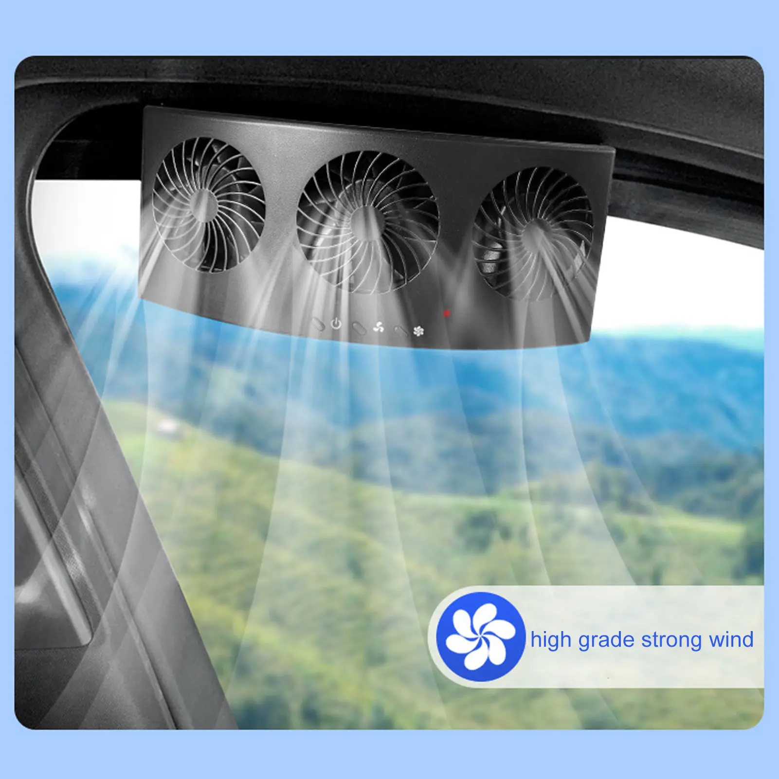 Auto-Abluftventilator, USB wiederaufladbar, Solar-Luftzirkulation, Kühlung und Wärmeableitung, hohe Windkraft, 3-Ventilatoren für alle Autos