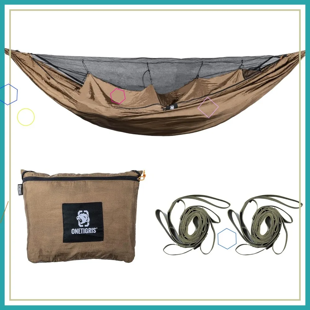 

Lightweight Camping Hammock with Mosquito Net & Warm Internal Cover, Portable for Backpacking, Hiking, Travel