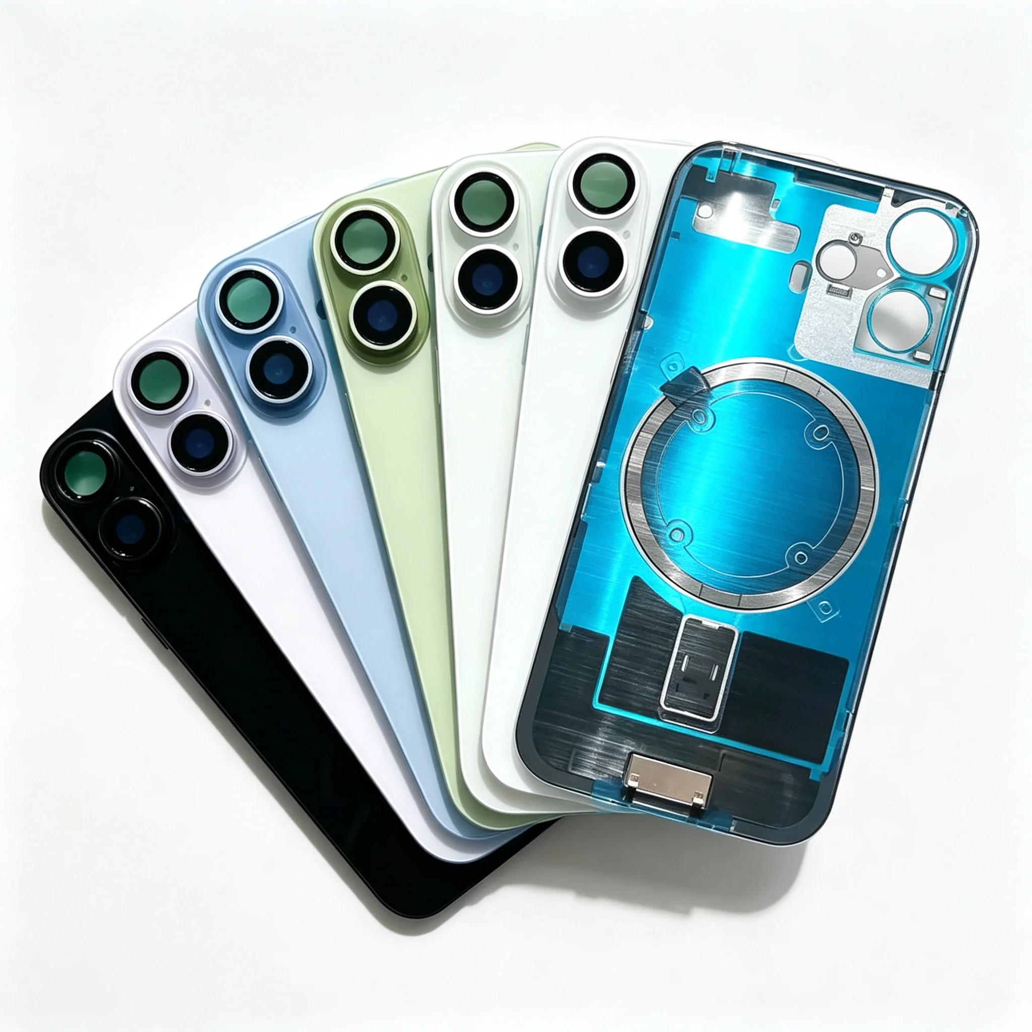 For iPhone 17 Rear Glass Replacement 10PCS Pre-Installed Magnet & Camera Frame Battery Door Back Cover with Adhesive Repair Part