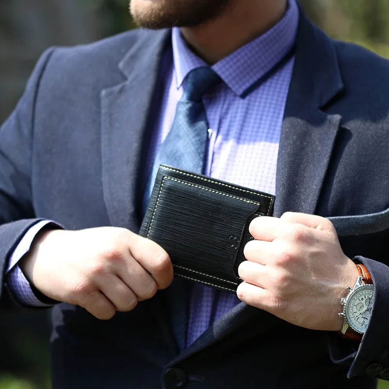 New fashion Short Leather Brand Wallet Men Credit Card Holders Purse Vintage Male Clutch Trifold Man Money Bag Clip
