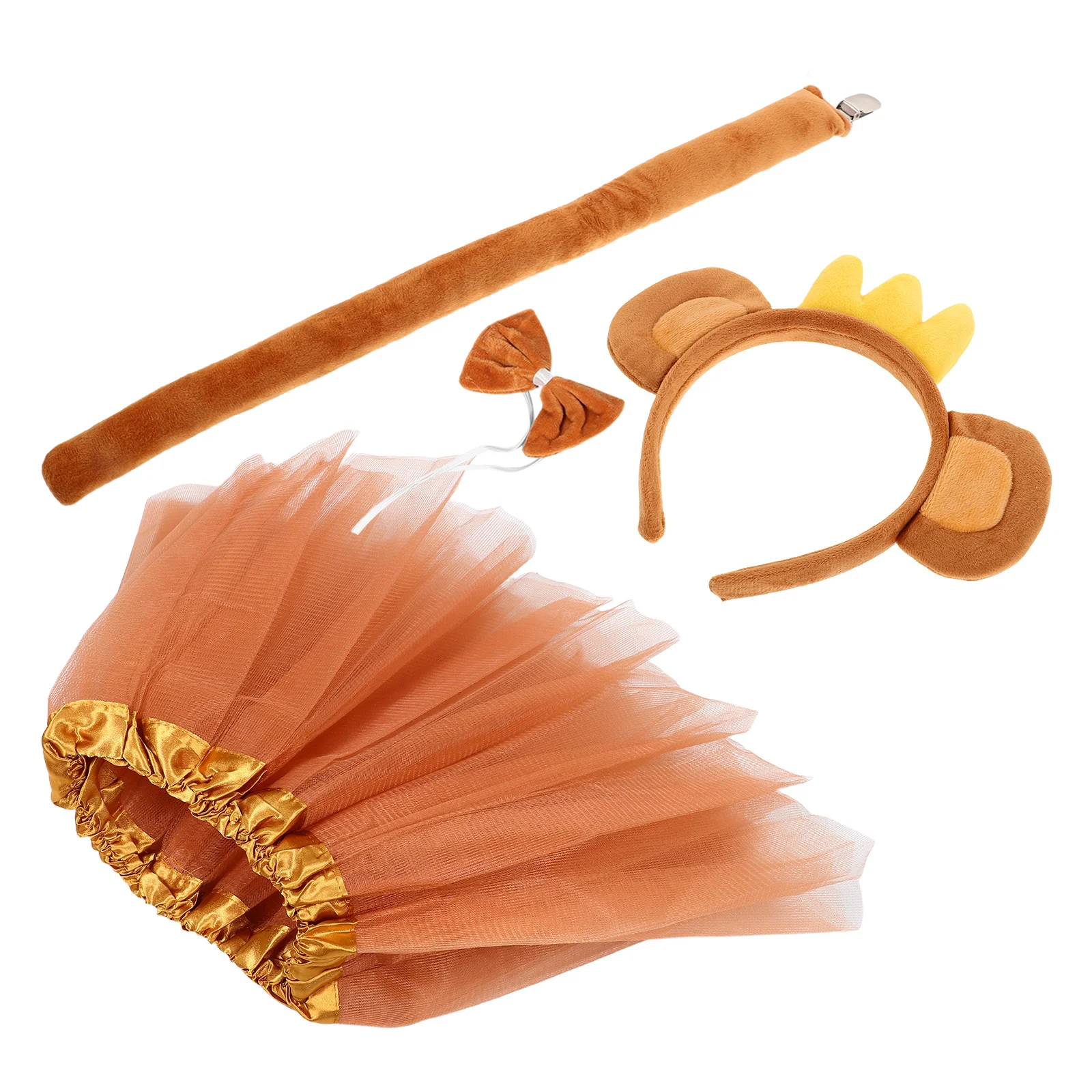 

1Set Childrens Monkey Ears Tail Costume Set Soft Material Durable Animal Accessories Party Daily Dressup Fun Monkey Jumpsuit