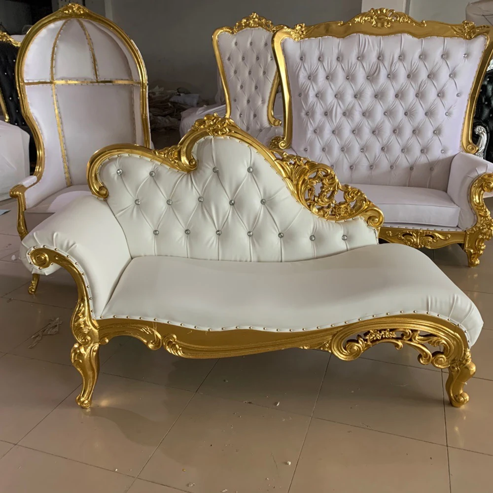 

China factory Wholesale sofa Wedding Gold Royal King Throne Couch For Queen Two Seat Sofa