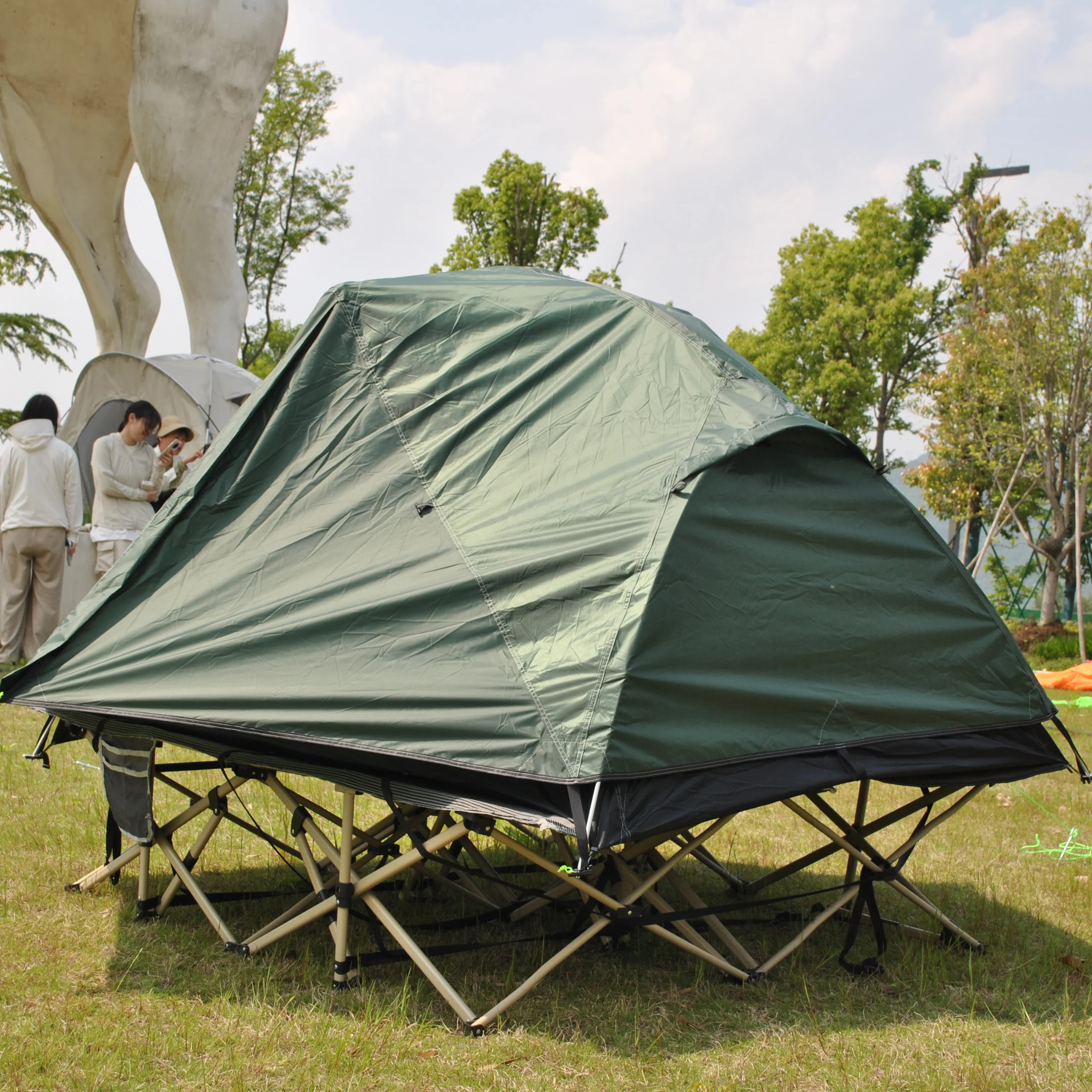 خيمة سرير خارجية لشخصين، خيمة تخييم 2 في 1 خفيفة الوزن لشخصين تتضمن ملاءة أرضية، خيمة سرير للتخييم بطبقة مزدوجة (لا مع سرير) #5