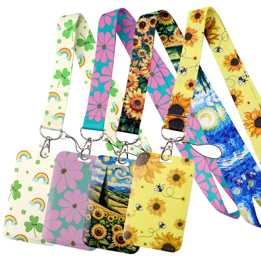 

LX1623 Sunflower Clover Neck Strap Lanyard for Key Keychain Badge Holder ID Credit Card Pass Hang Rope Lariat Mobile Phone Charm