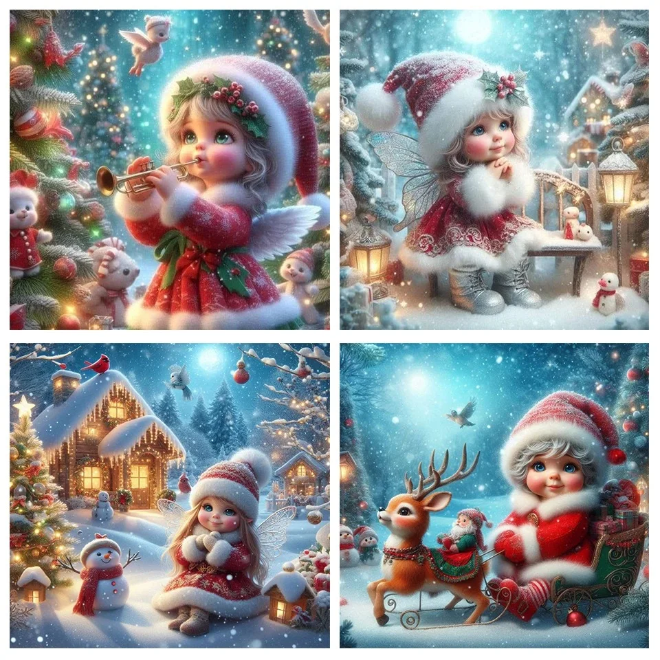 DIY Diamond Painting Christmas Angel Full Round Drill Mosaic Cartoon Baby Landscape Winter diamond embroidery Home Handmade Gift