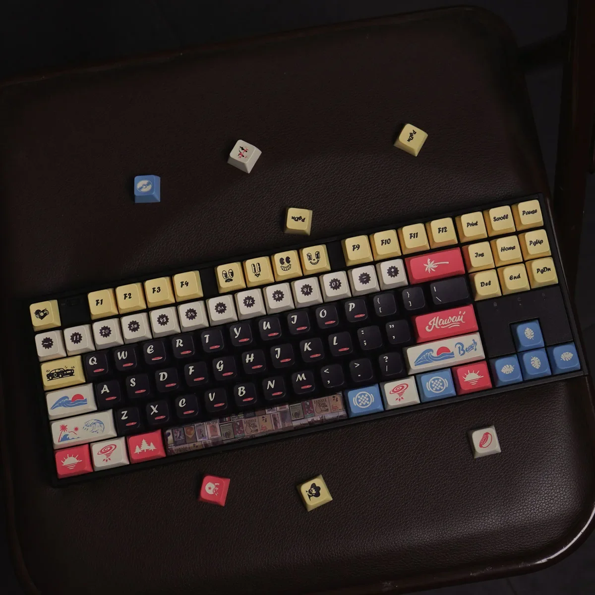 Retro Poster Mechanical Keyboard Keycaps Personality Full Set 152 Keys PBT Sublimation MDA Height