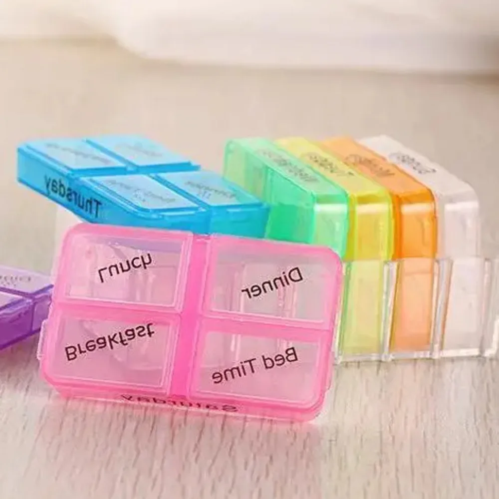 Portable Medicine Weekly Storage Pill 7 Day Tablet Sorter Box Container Case Organizer Box Wholesale