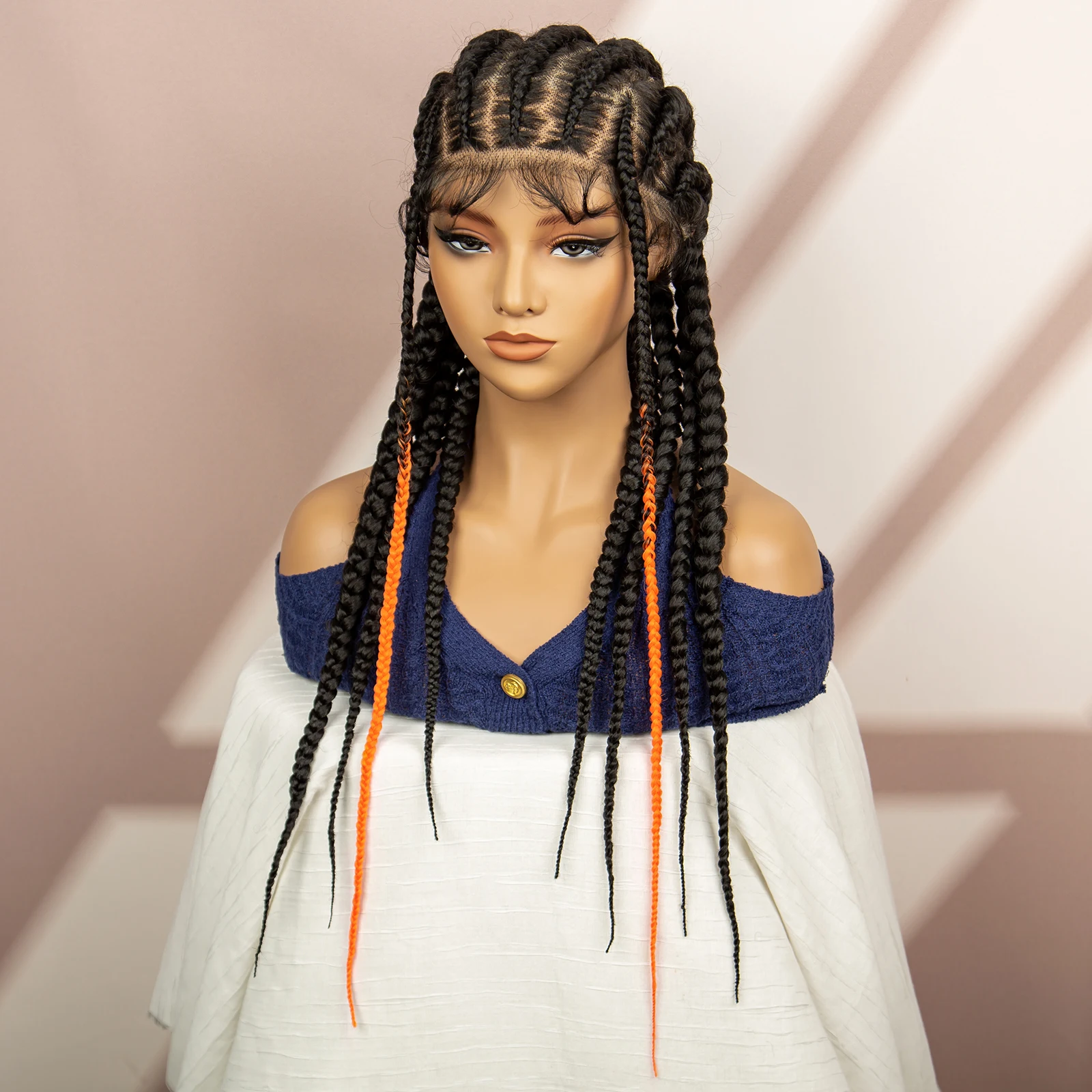 Parrucche intrecciate dea piena del merletto parrucche intrecciate di Cornrow sintetiche con i capelli del bambino per le donne nere