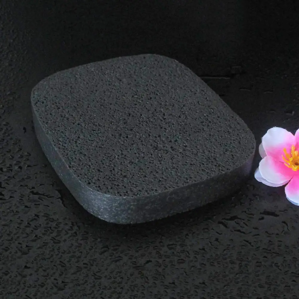 Natural Black Bamboo Charcoal Face Limpa Esponja, Fibra De Madeira, Face Wash, Acessório De Maquiagem De Beleza, Puff De Limpeza