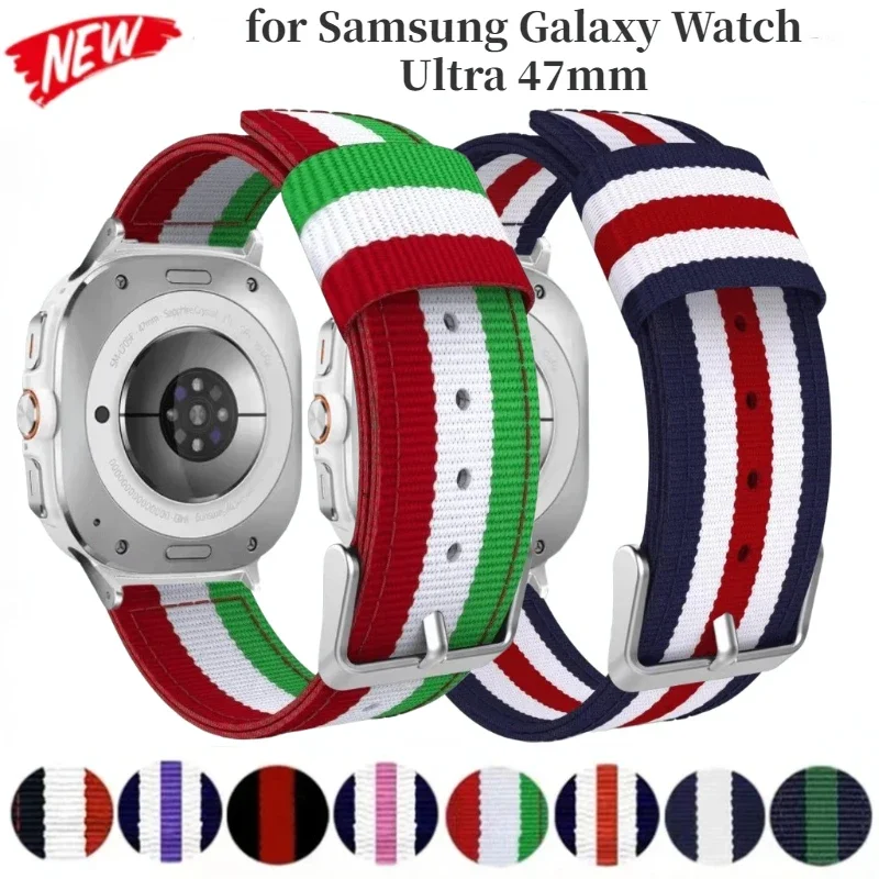 Canvas Nylon Strap for Samsung Galaxy Watch Ultra 2025 47mm Bracelet Accessories for Galaxy Watch 8-7 Ultra 47mm Belt Wristband