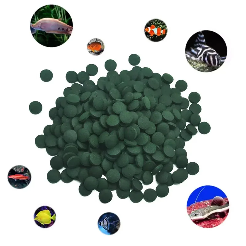 Tabletas de espirulina de alta pureza, 50-500 Uds., enriquecimiento de algas marinas en espiral, comida para mascotas favorita, peces, cristal, camarones rojos, comida para peces, acuario