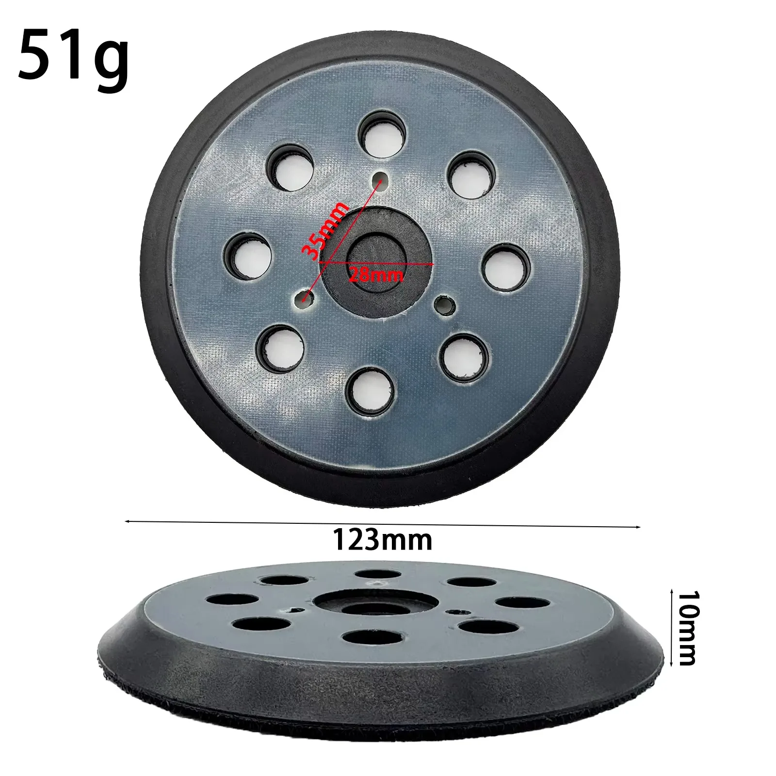 5-Inch Sander Backing Pad With 8+3 Hole Pattern, Short Hook Surface, Rubber Base, 2-Piece Set For Woodworking And Polishing