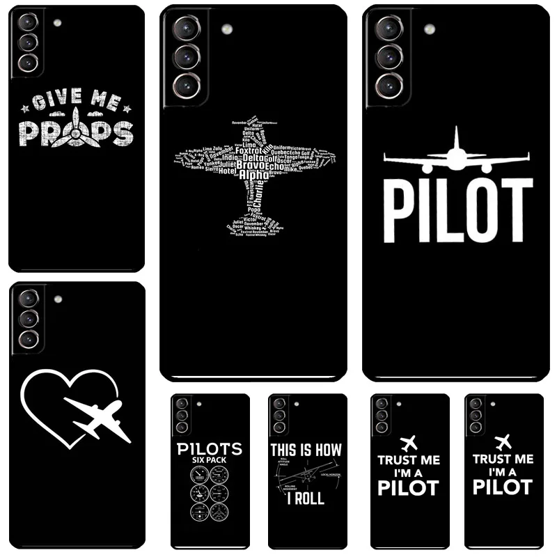 Airplane Pilot Cover For Samsung Galaxy S24 Ultra S23 S22 S20 S21 FE S8 S9 S10 Plus Note 10 20 Ultra Case