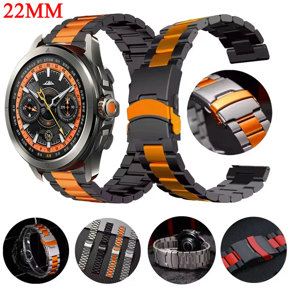 Correa de acero inoxidable para Xiaomi Watch S4 Sport S3 S2 S1 Active Pro 22mm Correa para Xiaomi Watch Color 2/Watch 2Pro pulsera de Metal