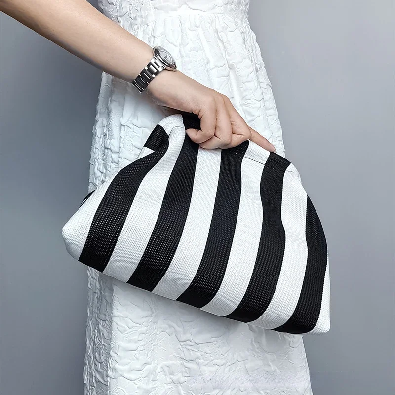 Fashion Zebra Print Women Luxury Handbags Simple Underarm Handbag Female Daily Design Clutch Totes Purse Pouch 2024 New Winter