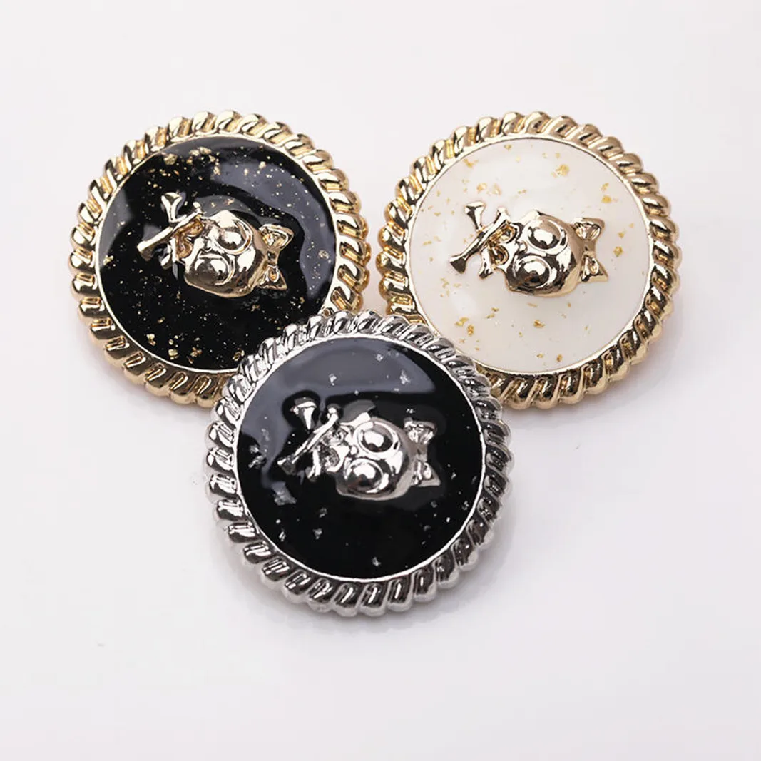 6PCS Skull Metal Buttons For Suit Jacket Sweater Personality Characteristic Shirt Shanked Round Alloy Decorative Buckle Accesso