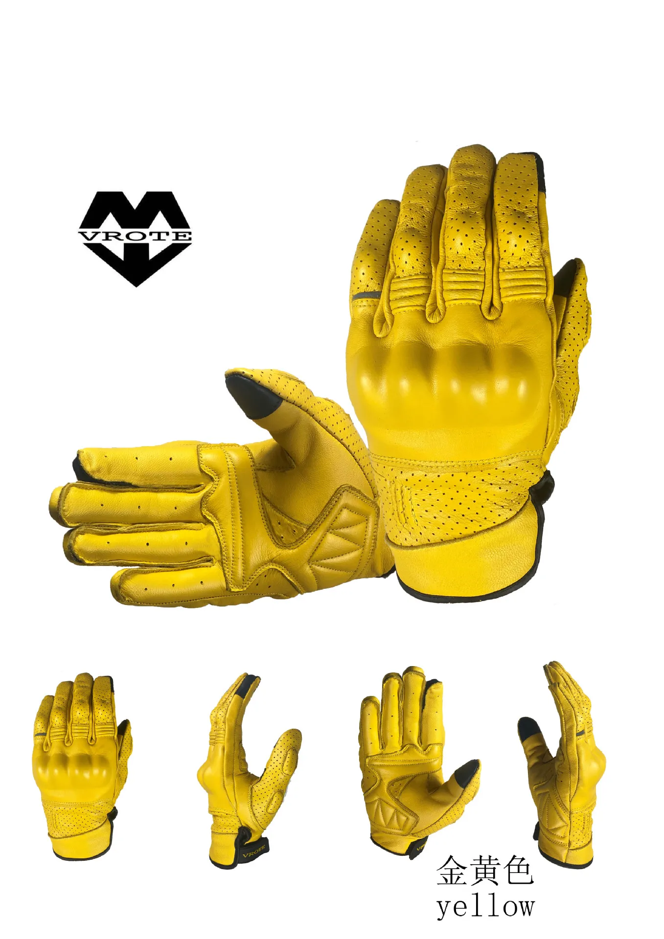 Four seasons motorcycle leather gloves motorcycle equipped with knight riding anti-fall touch screen warm and breathable