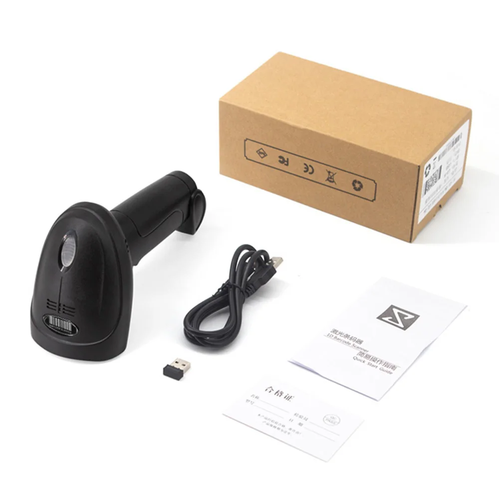 Wireless 1D Barcode Scanner 2.4G BT USB Wired Scanner CCD Scanning Head for Paper Screen Codes for Retail Logistics Warehouse